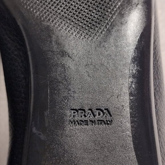 Vintage Prada Women Black loafers with white stitching  (US 9) - Picture 6 of 6